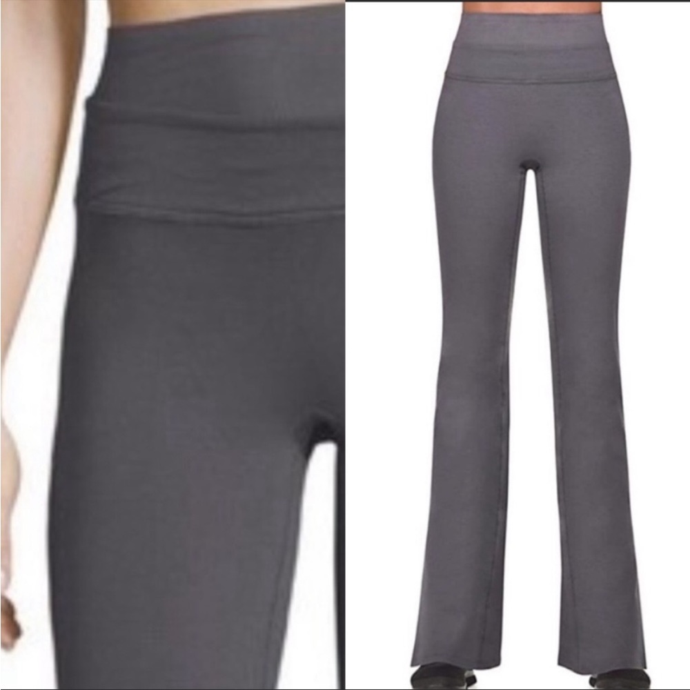 SPANX Slim X Bagel Buster Power Flare Yoga Pants in Gray SZ L EUC